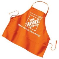 A close up of an orange Home Depot apron.