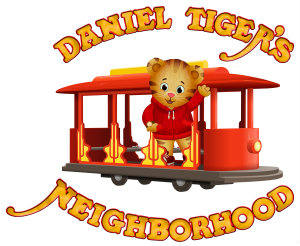 Daniel Tiger\'s Neighborhood with Daniel Tiger on a trolly car.