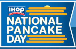 An advertisement for National Pancake Day at IHop.
