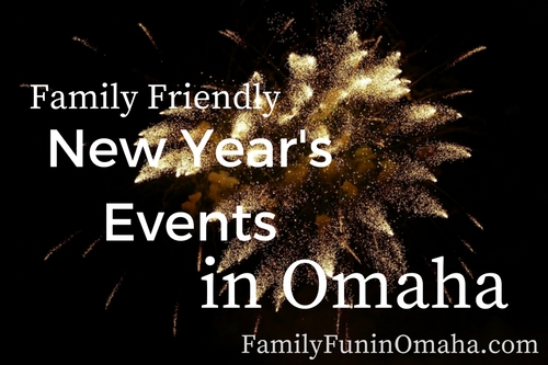 A close up of fireworks with overlay text that reads Family Friendly New Year\'s Events in Omaha