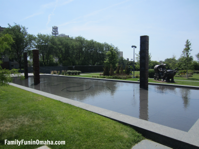 A large water feature at Joslyn Sculpture Garden.