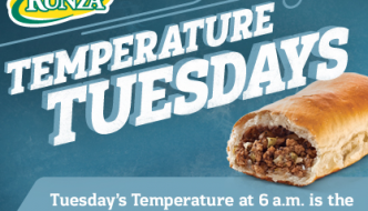 An advertisement for Runza Temperature Tuesdays