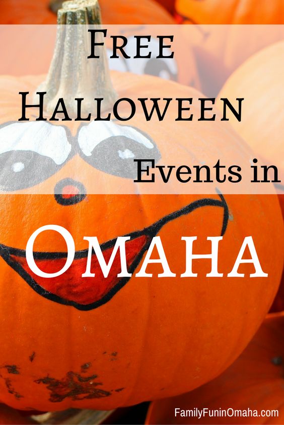 A close up of a pumpkin with overlay text that reads Halloween Events in Omaha