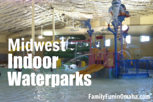 An indoor waterpark with slides and pool with overlay text that reads Midwest Indoor Waterparks