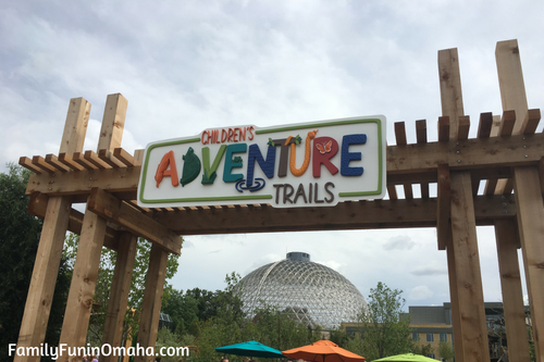 The entrance sign to the Children\'s Adventure Trails at the Omaha Zoo.