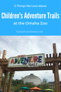 The entrance sign to the Children\'s Adventure Trails at the Omaha Zoo.