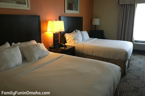 A guest room with two beds at the Holiday Inn Express Grand Island