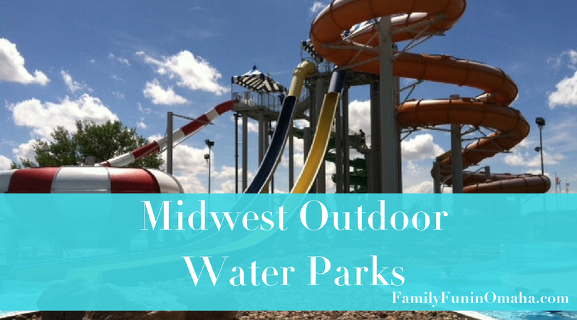 A waterslide with overlay text that reads Midwest Outdoor Water Parks.