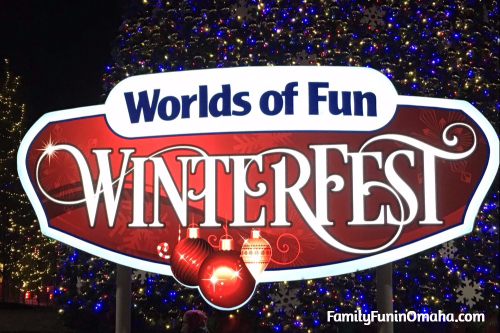 An entrance sign that reads, \"Worlds of Fun WinterFest.\"