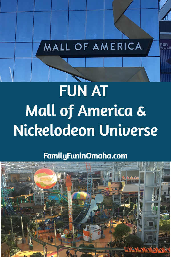 A collage of photos with overlay text that reads, FUN At Mall of America and Nickelodeon Universe. 