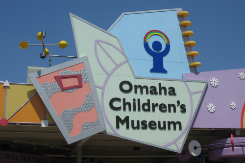 A close up of the Omaha Children\'s Museum sign