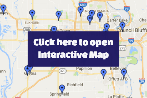 A map with overlay text that reads Click here to open interactive map