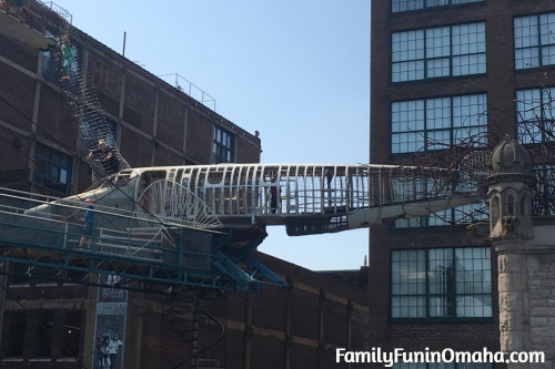 An airplane shaped walkway at the St. Louis City Museum.