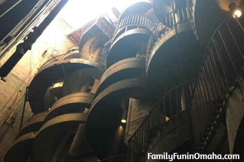 Spiral staircases at the St. Louis City Museum.