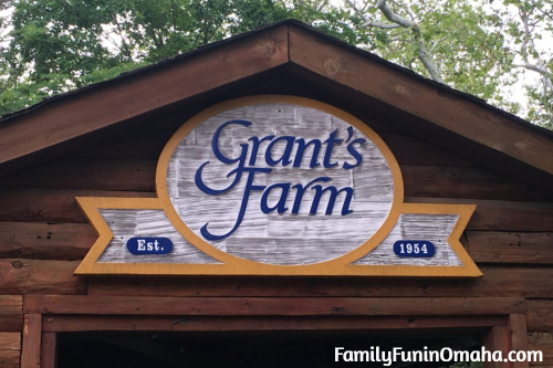 A sign on a building entrance for the St. Louis Grants Farm.