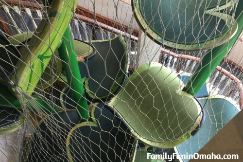 A close up of a plant shaped climbing structure at the Saint Louis Zoo.