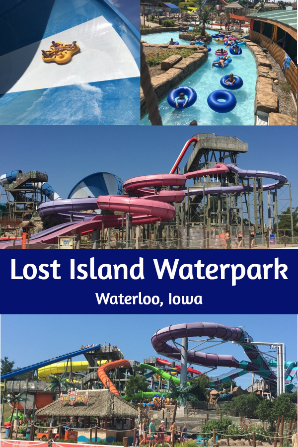 A collage of waterslides at Lost Island Waterpark.