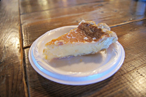 A piece of Valas Brown Butter Salted Honey Pie on a plate