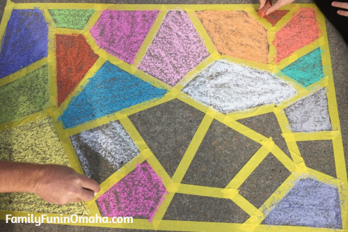 We made a stained glass sidewalk chalk art and think you should too! (Great  homeschool activity.) — Phil and Mama