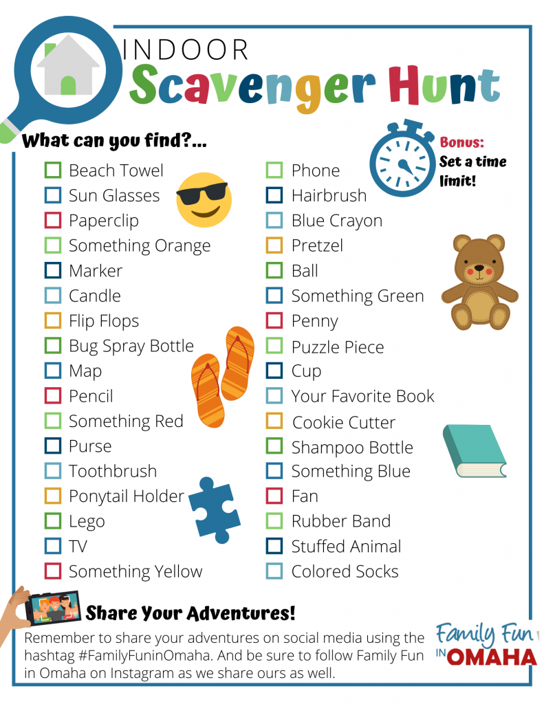 indoor scavenger hunt list