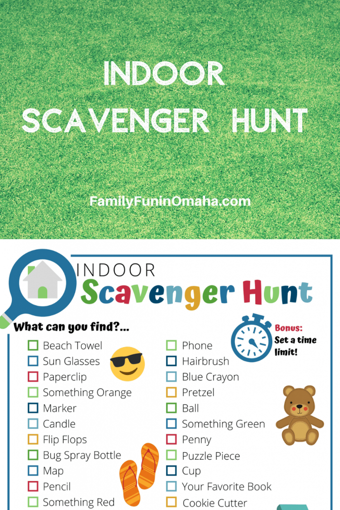 An image of an Indoor Scavenger Hunt checklist.