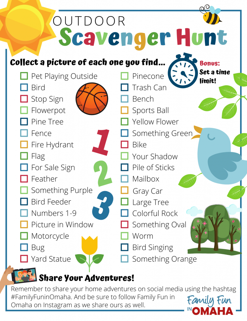 An image of an Outdoor Scavenger Hunt checklist.