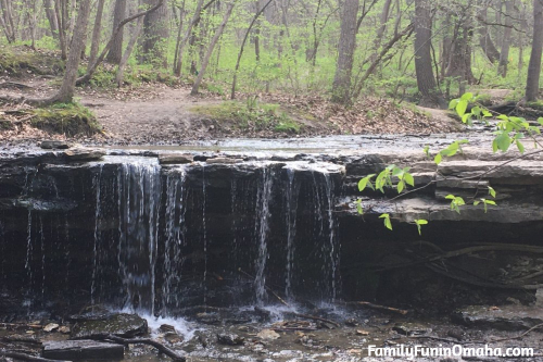 A close up of the waterfall at Plat River State Park