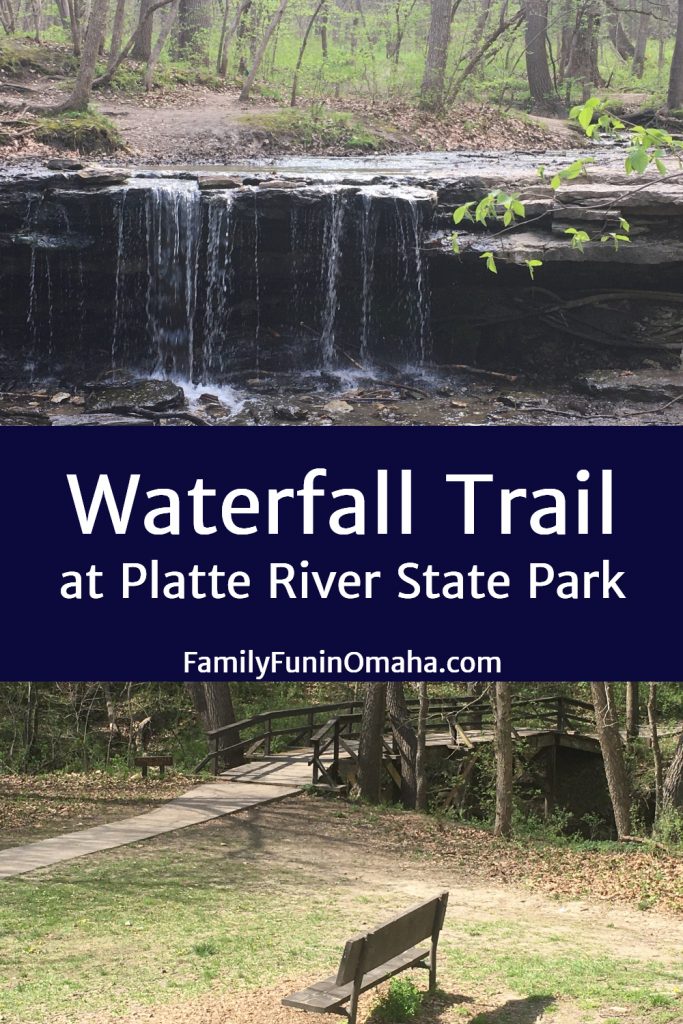 A collage of photos with overlay text that reads, \"Waterfall Trail at Platte River State Park.\"